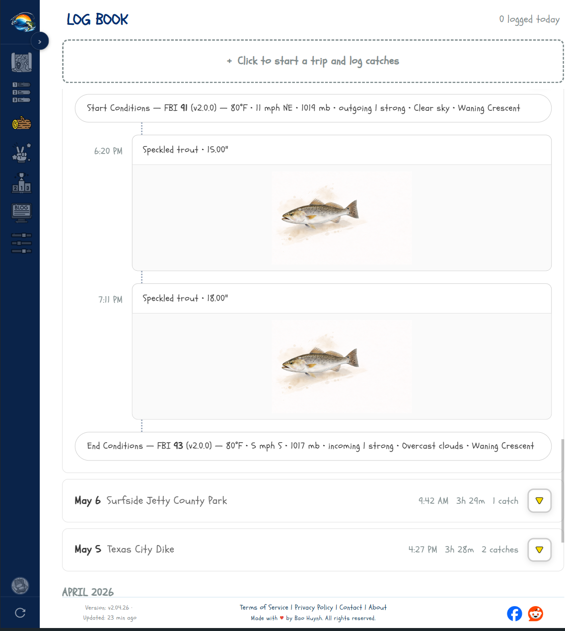 Log book main view